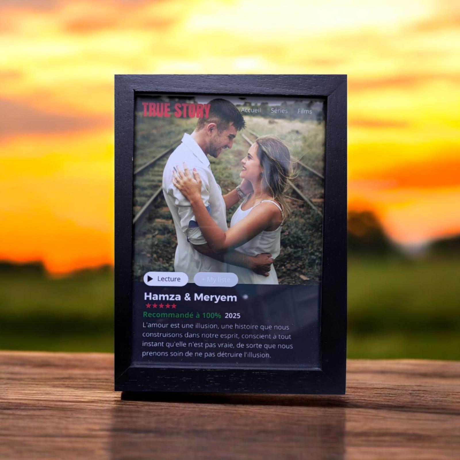 Photo Personnalisée Design Netflix dans un Cadre Élégant Noir